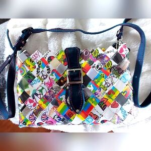 🖤🧡💚🩵❤️ Unique and Vibrant Woven Purse With Recycled Material